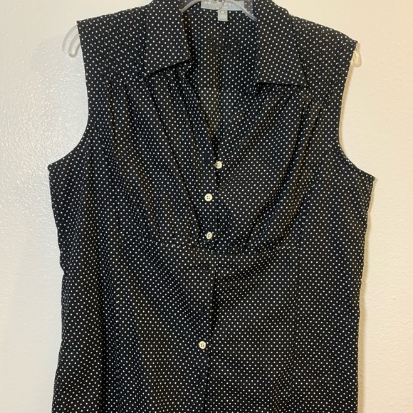 Foxcroft.  Wrinkle free.  Sleeveless polka dot blouse. - Picture 1 of 4
